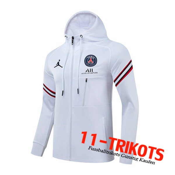 Jordon PSG Trainingsjacke Mit Kapuze Blanc/Rot/Schwarz 2021/2022