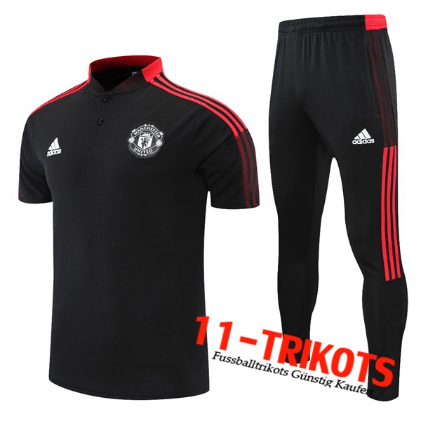 Manchester United Poloshirt + Hose Rot/Schwarz 2021/2022