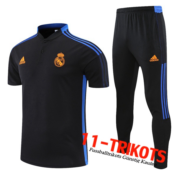 Real Madrid Poloshirt + Hose Schwarz/Blau 2021/2022