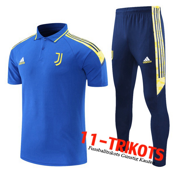 Juventus Poloshirt + Hose Blau/Gelb 2021/2022