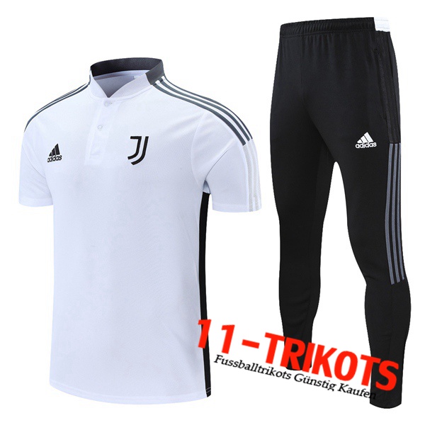 Juventus Poloshirt + Hose Weiß/Grau 2021/2022