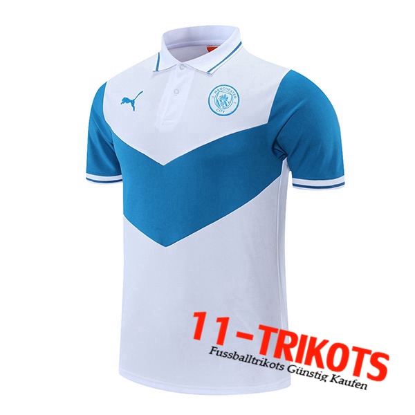 Manchester City Poloshirt Weiß/Blau 2021/2022