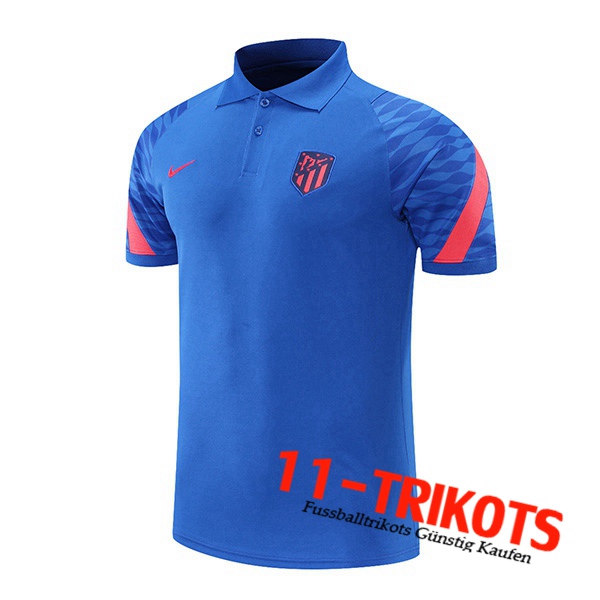 Atletico Madrid Poloshirt Blau/Rot 2021/2022