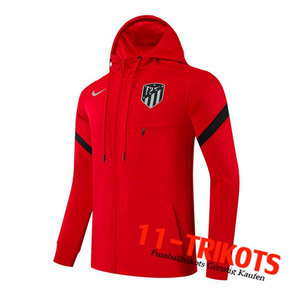 Atletico Madrid Trainingsjacke Mit Kapuze Rot/Schwarz 2021/2022