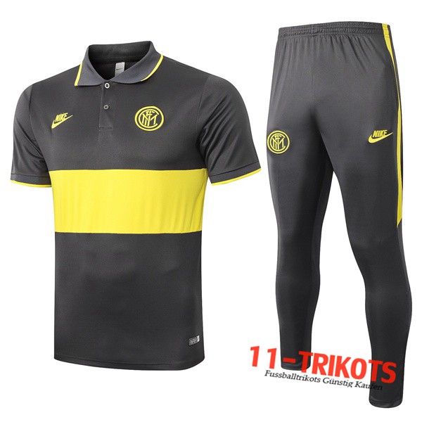 Neuestes Fussball Inter Milan Poloshirt + Hose Gelb Grau 2019 2020 | 11-trikots