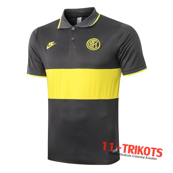 Neuestes Fussball Inter Milan Poloshirt Gelb Grau 2019 2020 | 11-trikots