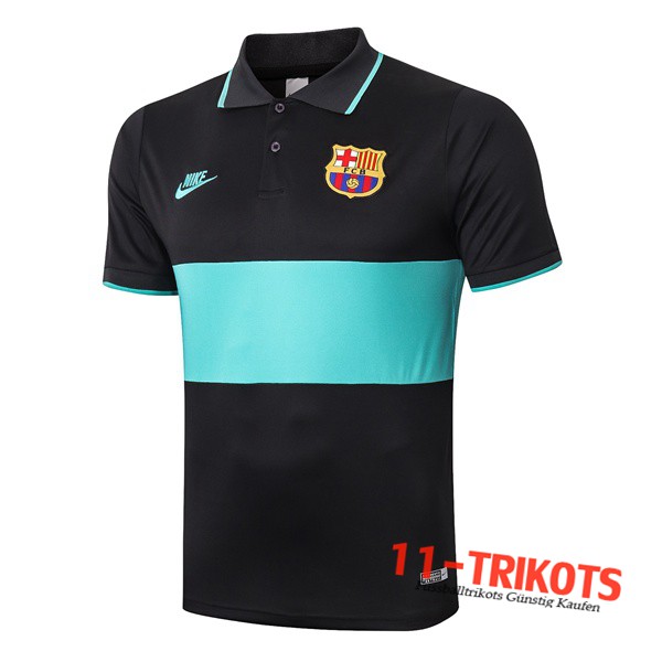 Neuestes Fussball FC Barcelona Poloshirt Schwarz Grün 2019 2020 | 11-trikots