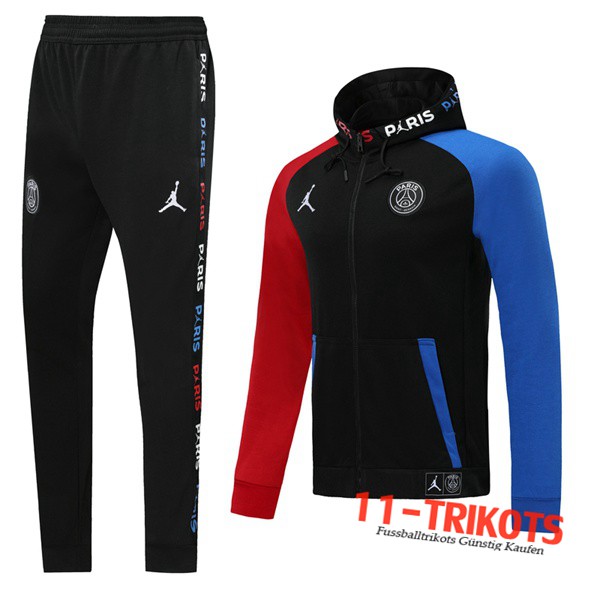 Neuestes Fussball Jordan Paris PSG Trainingsanzug Jacke mit Kapuze Schwarz Blau Rot 2019 2020 | 11-trikots