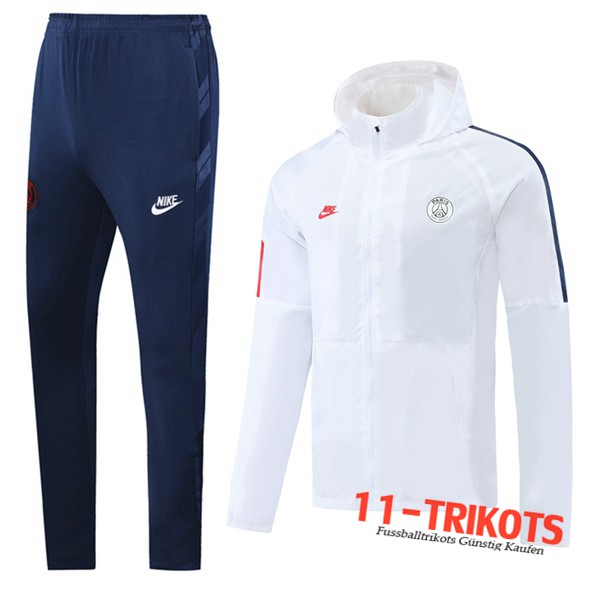 Paris PSG Trainingsanzug Windjacke Weiß 2020 2021 | 11-trikots