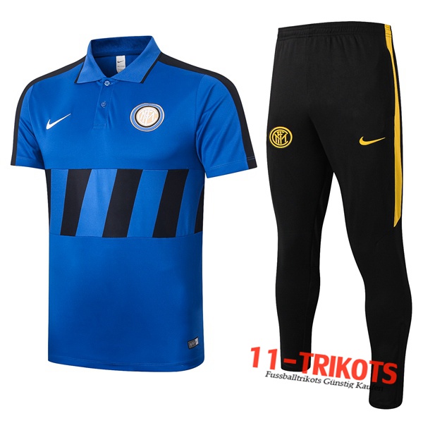 Neuestes Fussball Inter Milan Poloshirt + Hose Blau Schwarz 2020/2021 | 11-trikots
