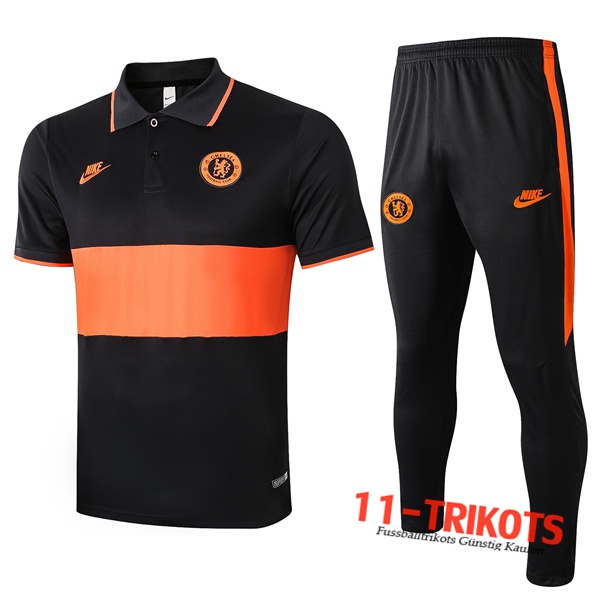 Neuestes Fussball FC Chelsea Poloshirt + Hose Orange 2020/2021 | 11-trikots