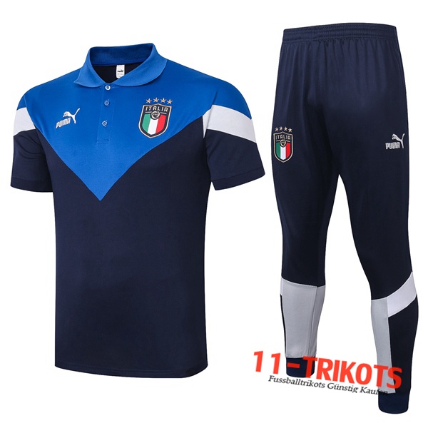 Neuestes Fussball Italien Poloshirt + Hose Blau 2020/2021 | 11-trikots
