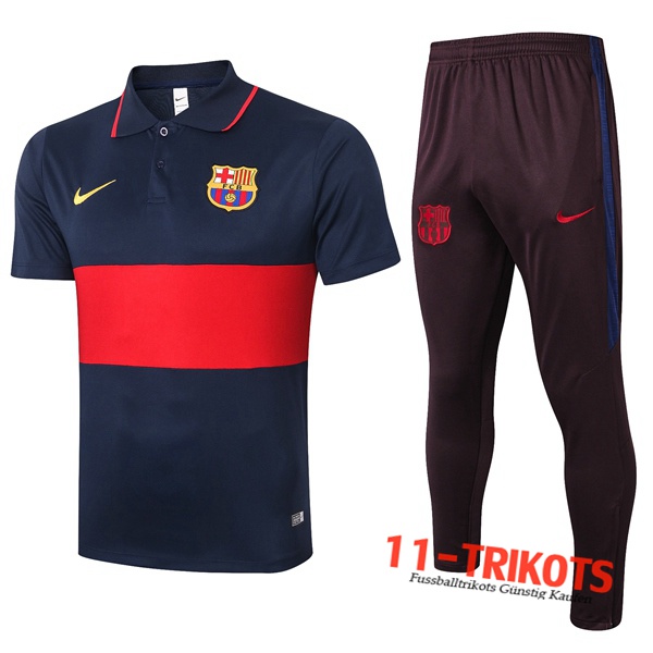 Neuestes Fussball FC Barcelona Poloshirt + Hose Blau Rot 2020/2021 | 11-trikots