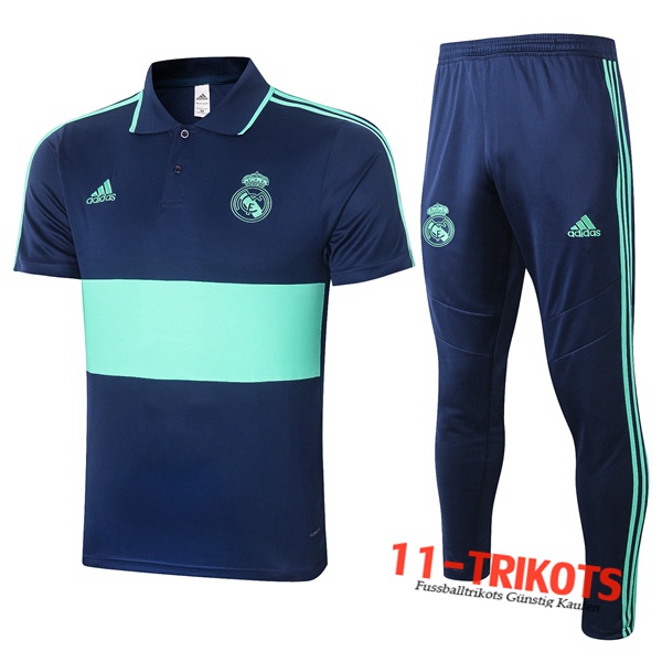Neuestes Fussball Real Madrid Poloshirt + Hose Blau Grün 2020/2021 | 11-trikots