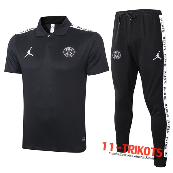 Neuestes Fussball Paris PSG Jordan Poloshirt + Hose Schwarz 2020/2021 | 11-trikots