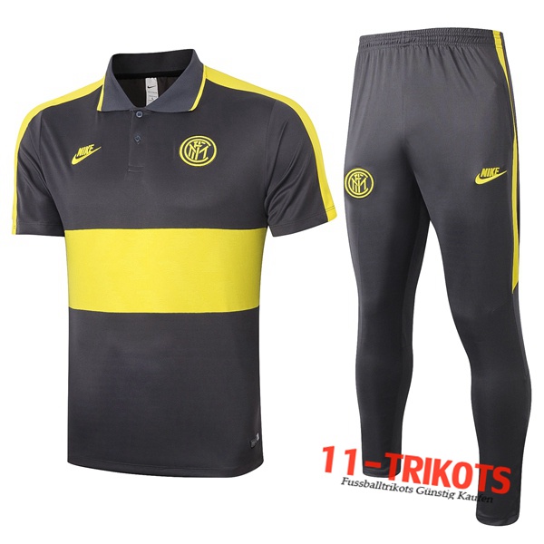 Neuestes Fussball Inter Milan Poloshirt + Hose Gelb 2020/2021 | 11-trikots