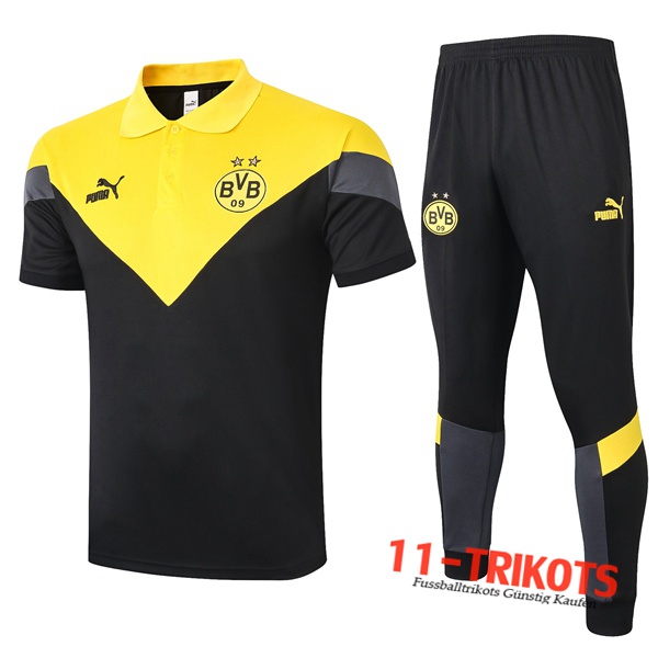 Neuestes Fussball Dortmund BVB Poloshirt + Hose Gelb Schwarz 2020/2021 | 11-trikots