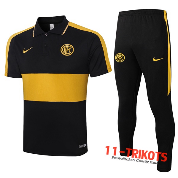 Neuestes Fussball Inter Milan Poloshirt + Hose Schwarz Gelb 2020/2021 | 11-trikots