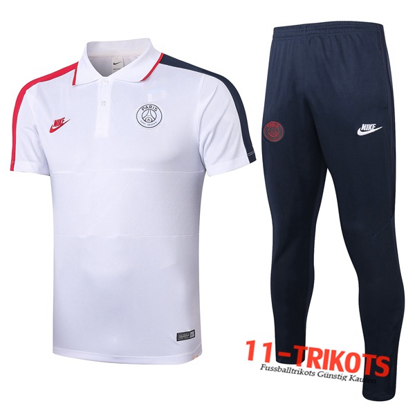 Neuestes Fussball Paris PSG Poloshirt + Hose Weiß 2020/2021 | 11-trikots