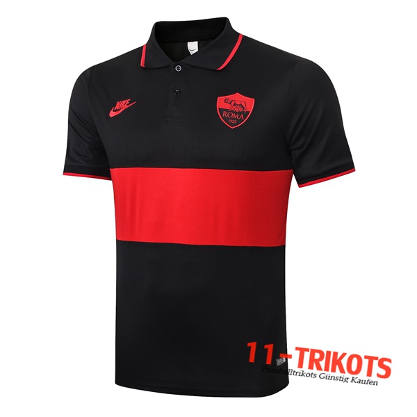 Neuestes Fussball AS Roma Poloshirt Schwarz Rot 2020/2021 | 11-trikots