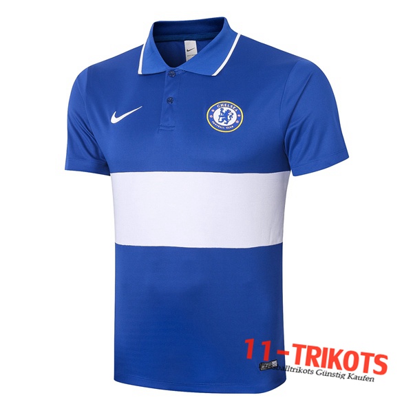 Neuestes Fussball FC Chelsea Poloshirt Blau Weiß 2020/2021 | 11-trikots