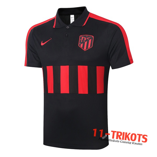 Neuestes Fussball Atletico Madrid Poloshirt Schwarz Rot 2020/2021 | 11-trikots