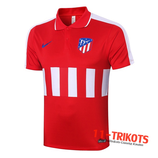 Neuestes Fussball Atletico Madrid Poloshirt Rot Weiß 2020/2021 | 11-trikots