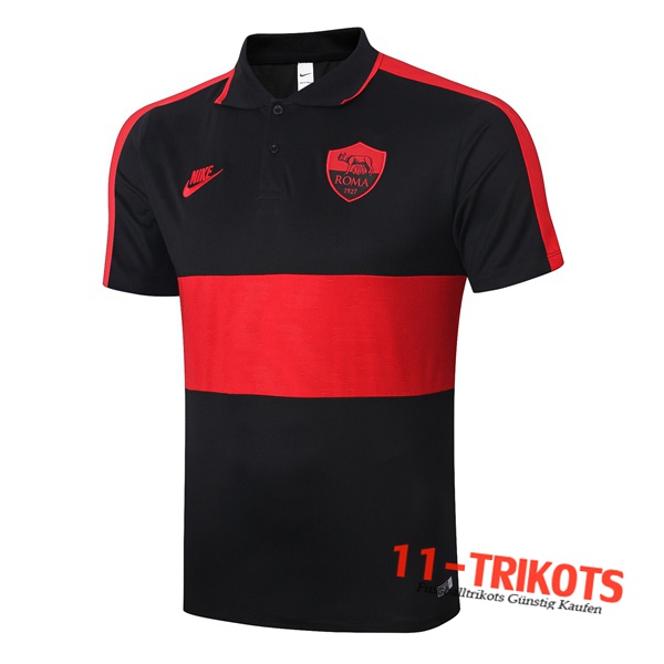 Neuestes Fussball AS Roma Poloshirt Schwarz Rot 2020/2021 | 11-trikots