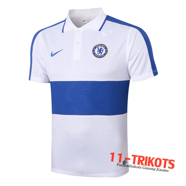 Neuestes Fussball FC Chelsea Poloshirt Weiß Blau 2020/2021 | 11-trikots