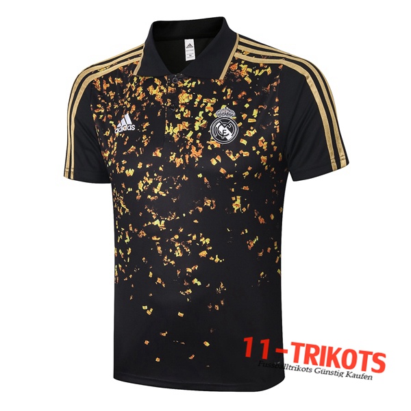 Neuestes Fussball Real Madrid Poloshirt Schwarz Gelb 2020/2021 | 11-trikots