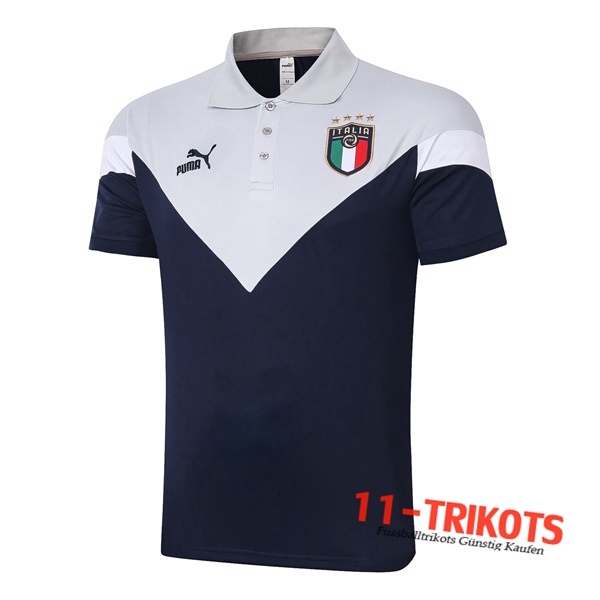 Neuestes Fussball Italien Poloshirt Grau Weiß 2020/2021 | 11-trikots