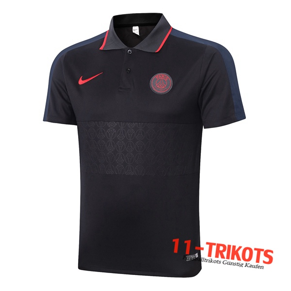 Neuestes Fussball Paris PSG Poloshirt Schwarz Grau 2020/2021 | 11-trikots