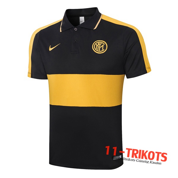 Neuestes Fussball Inter Milan Poloshirt Schwarz Gelb 2020/2021 | 11-trikots
