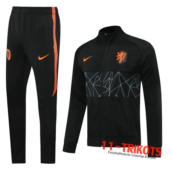 Niederlande Trainingsanzug (Jacke) Schwarz 2020 2021 | 11-trikots