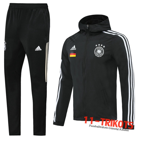 Deutschland Trainingsanzug Windjacke Schwarz 2020 2021 | 11-trikots