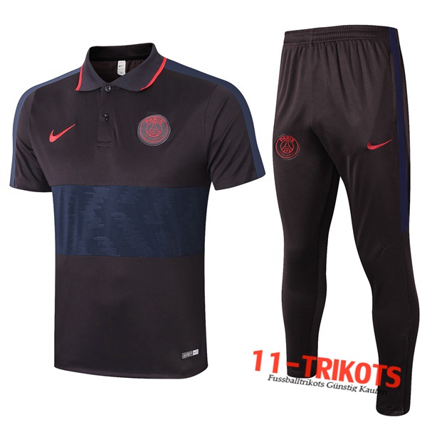 Neuestes Fussball Polo Paris PSG + Hose Schwarz 2020/2021 | 11-trikots