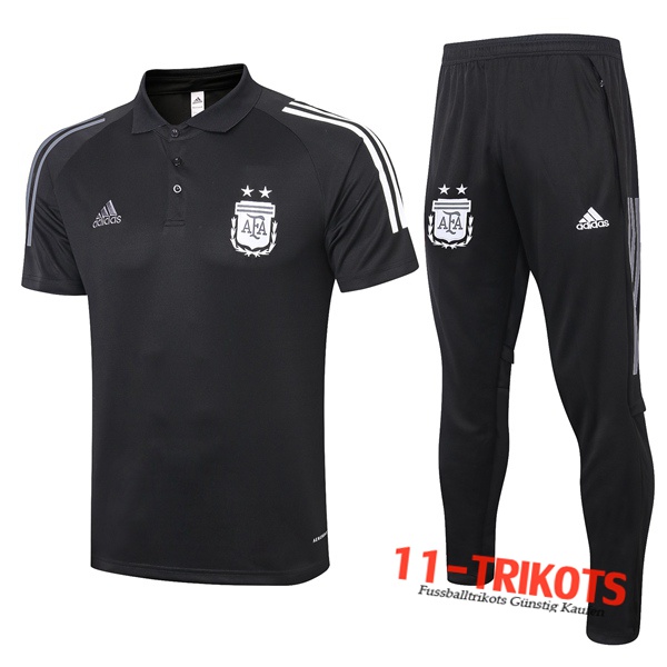 Neuestes Fussball Polo Argentinien + Hose Schwarz 2020/2021 | 11-trikots