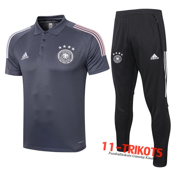 Neuestes Fussball Polo Deutschland + Hose Grau Dunkel 2020/2021 | 11-trikots