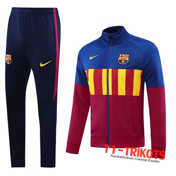 Neuestes Fussball FC Barcelona Trainingsanzug (Jacke) Rot Blau 2020 2021 | 11-trikots