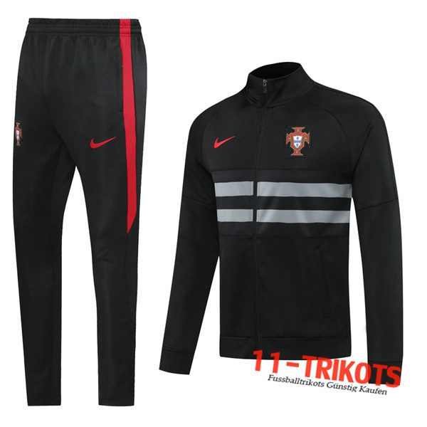 Neuestes Fussball Portugal Trainingsanzug (Jacke) Schwarz 2020 2021 | 11-trikots