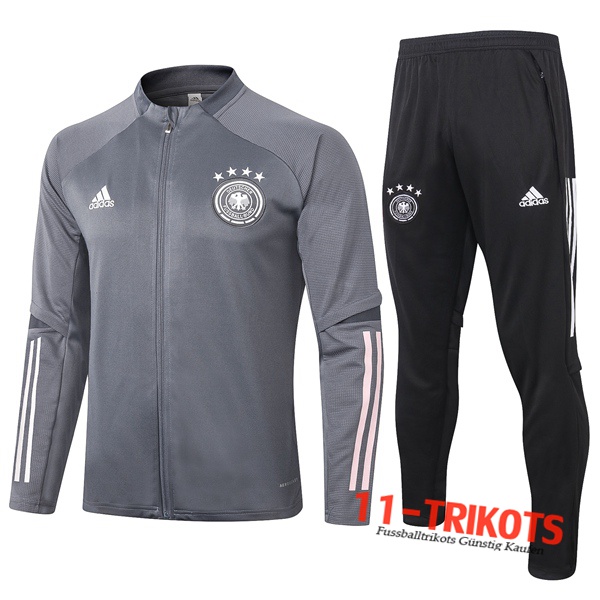 Neuestes Fussball Deutschland Trainingsanzug (Jacke) Grau Dunkel 2020 2021 | 11-trikots