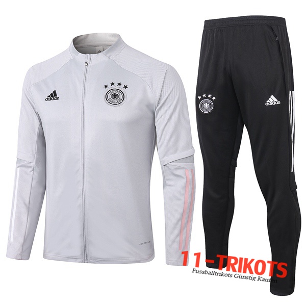 Neuestes Fussball Deutschland Trainingsanzug (Jacke) Grau Klar 2020 2021 | 11-trikots