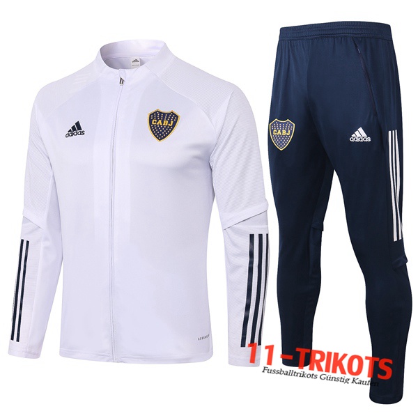 Neuestes Fussball Boca Juniors Trainingsanzug (Jacke) Weiß 2020 2021 | 11-trikots