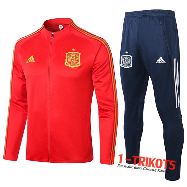 Neuestes Fussball Spanien Trainingsanzug (Jacke) Rot 2020 2021 | 11-trikots