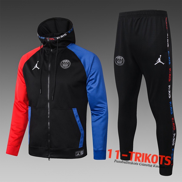 Neuestes Fussball PSG Jordan Kinder Trainingsanzug - Jacken Kapuzenjacke Schwarz 2020 2021 | 11-trikots