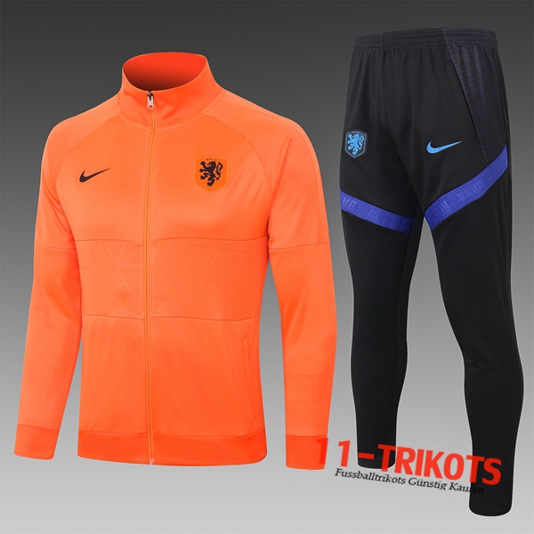 Neuestes Fussball Niederlande Kinder Trainingsanzug - Jacken Orange 2020 2021 | 11-trikots