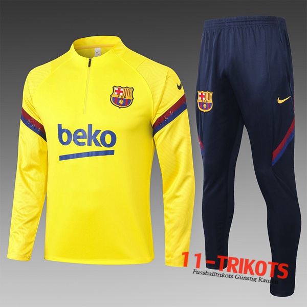 Neuestes Fussball FC Barcelona Kinder Trainingsanzug Gelb 2020 2021 | 11-trikots
