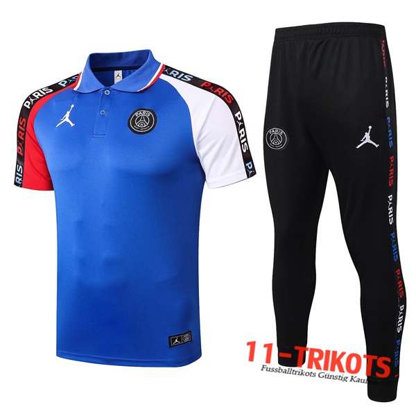Neuestes Fussball Paris PSG Poloshirt + Hose Blau 2020/2021