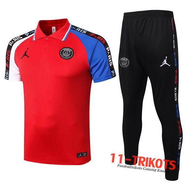 Neuestes Fussball Paris PSG Poloshirt + Hose Rot 2020/2021