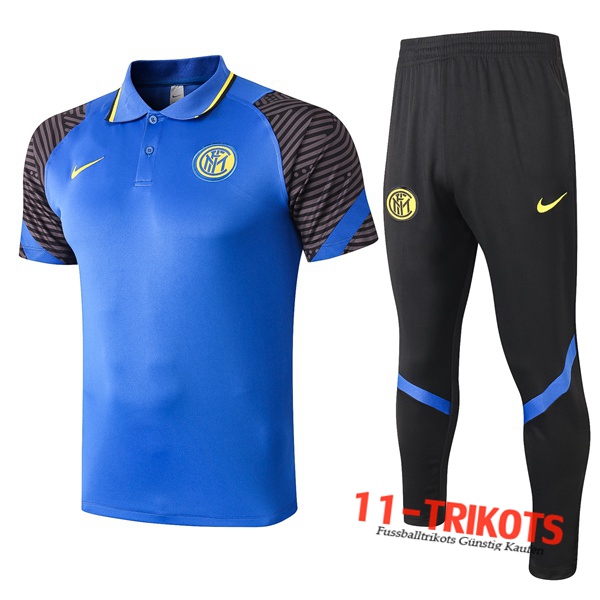 Neuestes Fussball Inter Milan Poloshirt + Hose Blau 2020/2021
